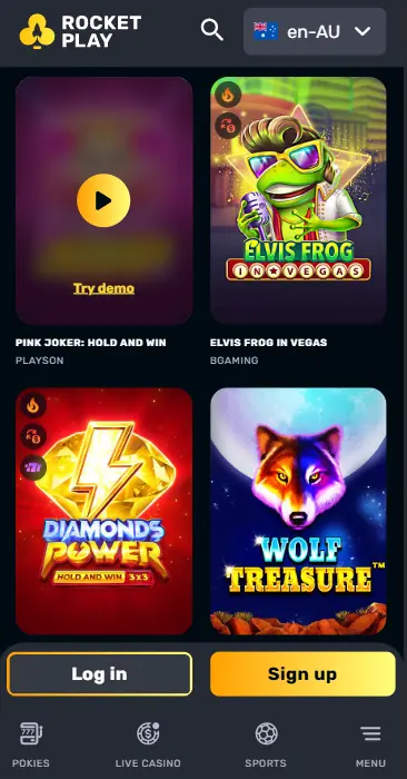 Games on RocketPlay Casino App